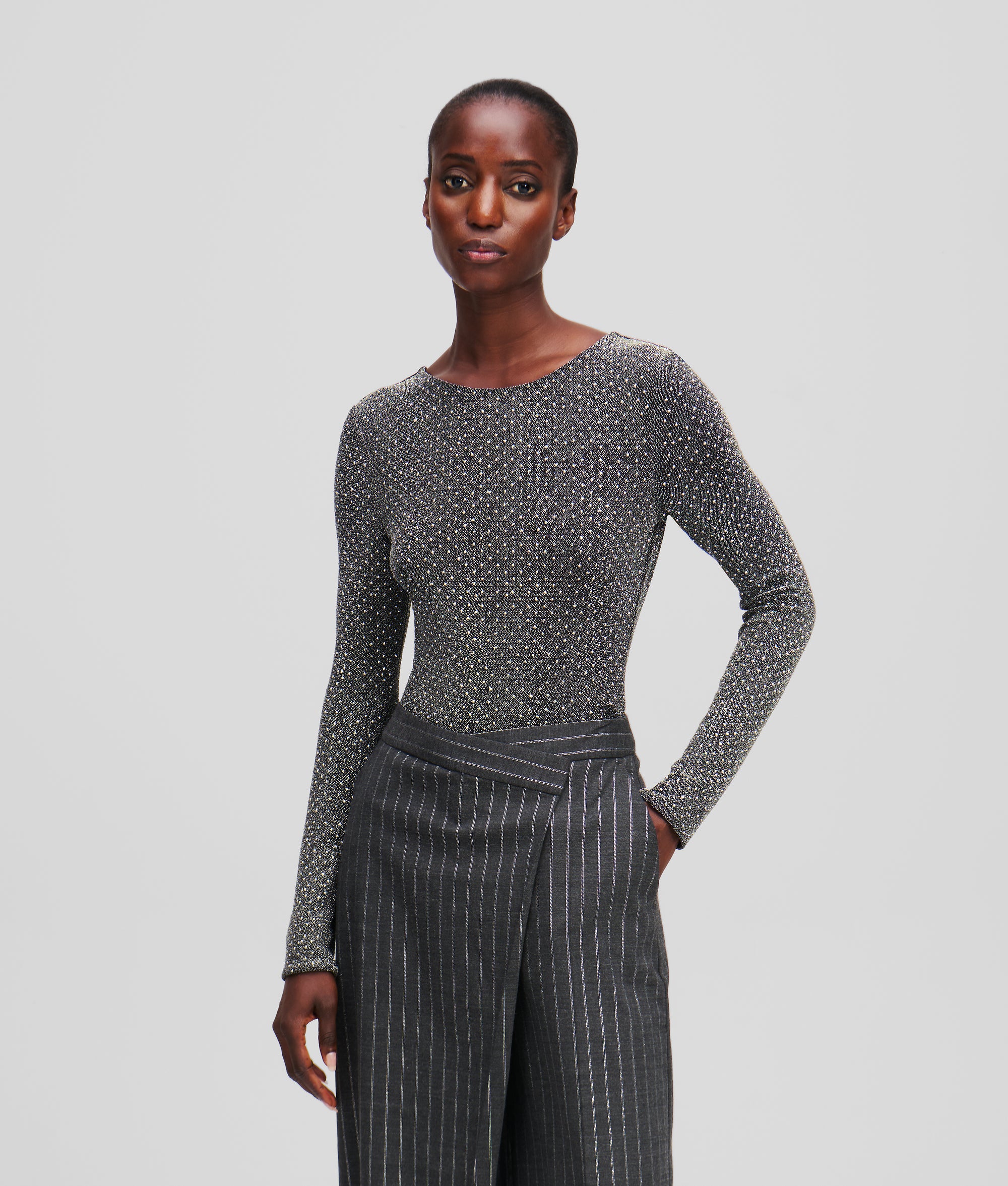 METALLIC RHINESTONE BODYSUIT