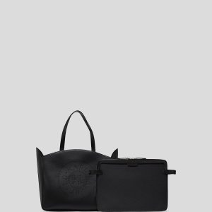 K/CIRCLE PERFORATED TOTE BAG WITH POUCH