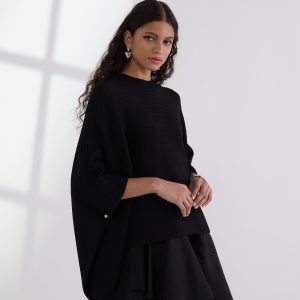 RIB-KNIT PONCHO
