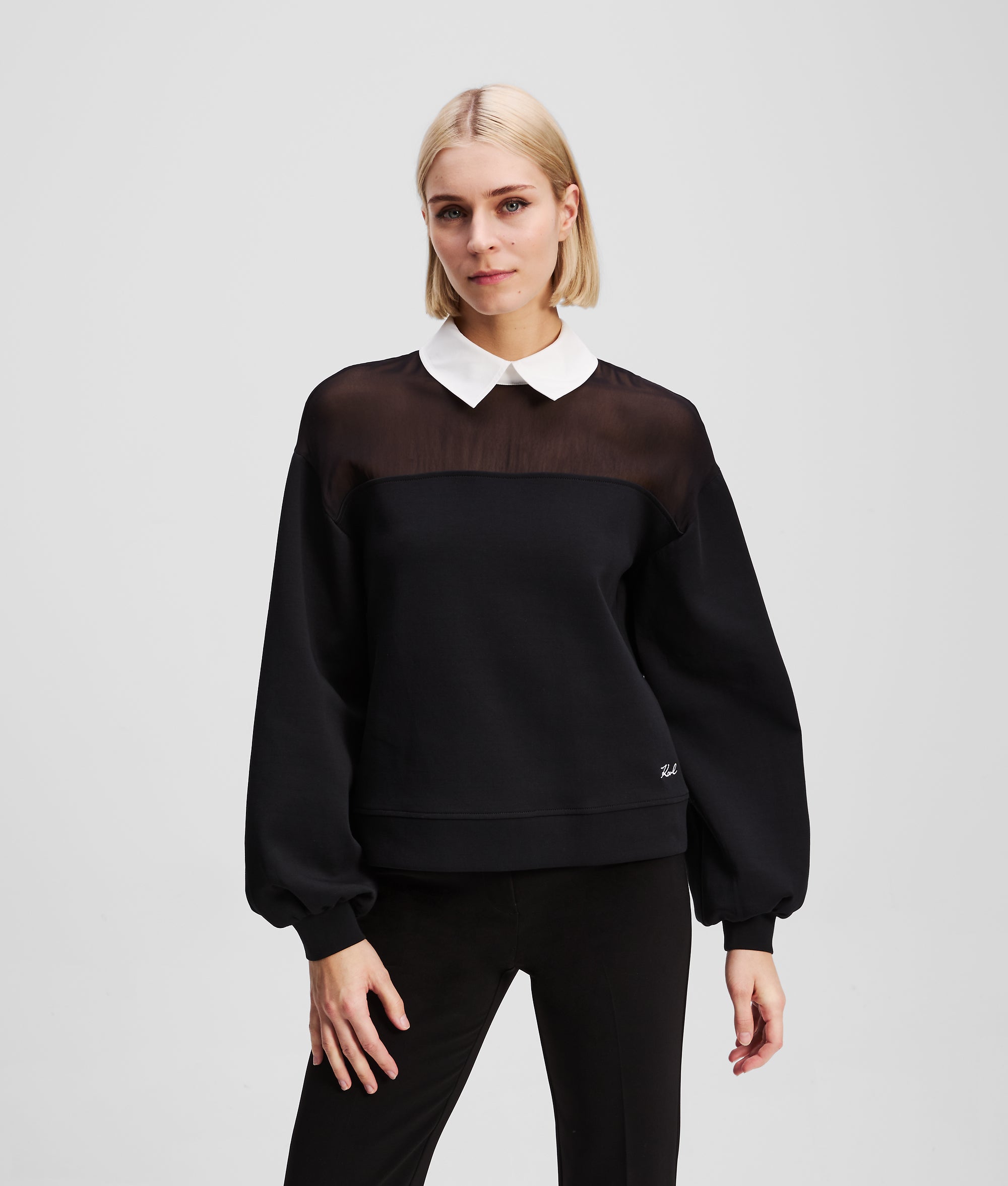 POPLIN COLLAR SWEATSHIRT