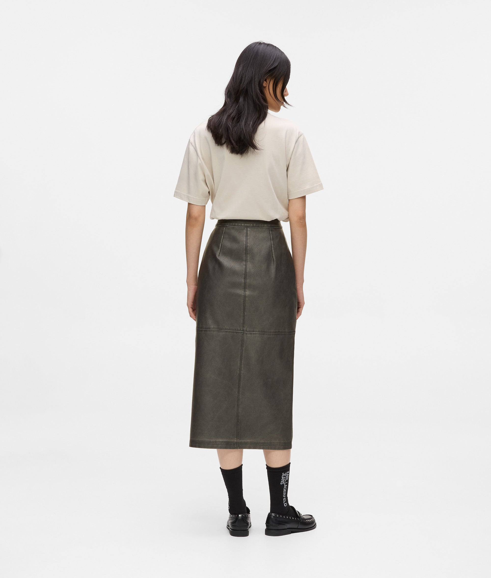 Midi faux-leather skirt - Image 3