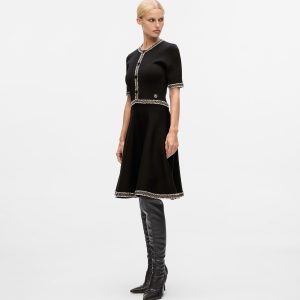 Boucl?? detail knit dress