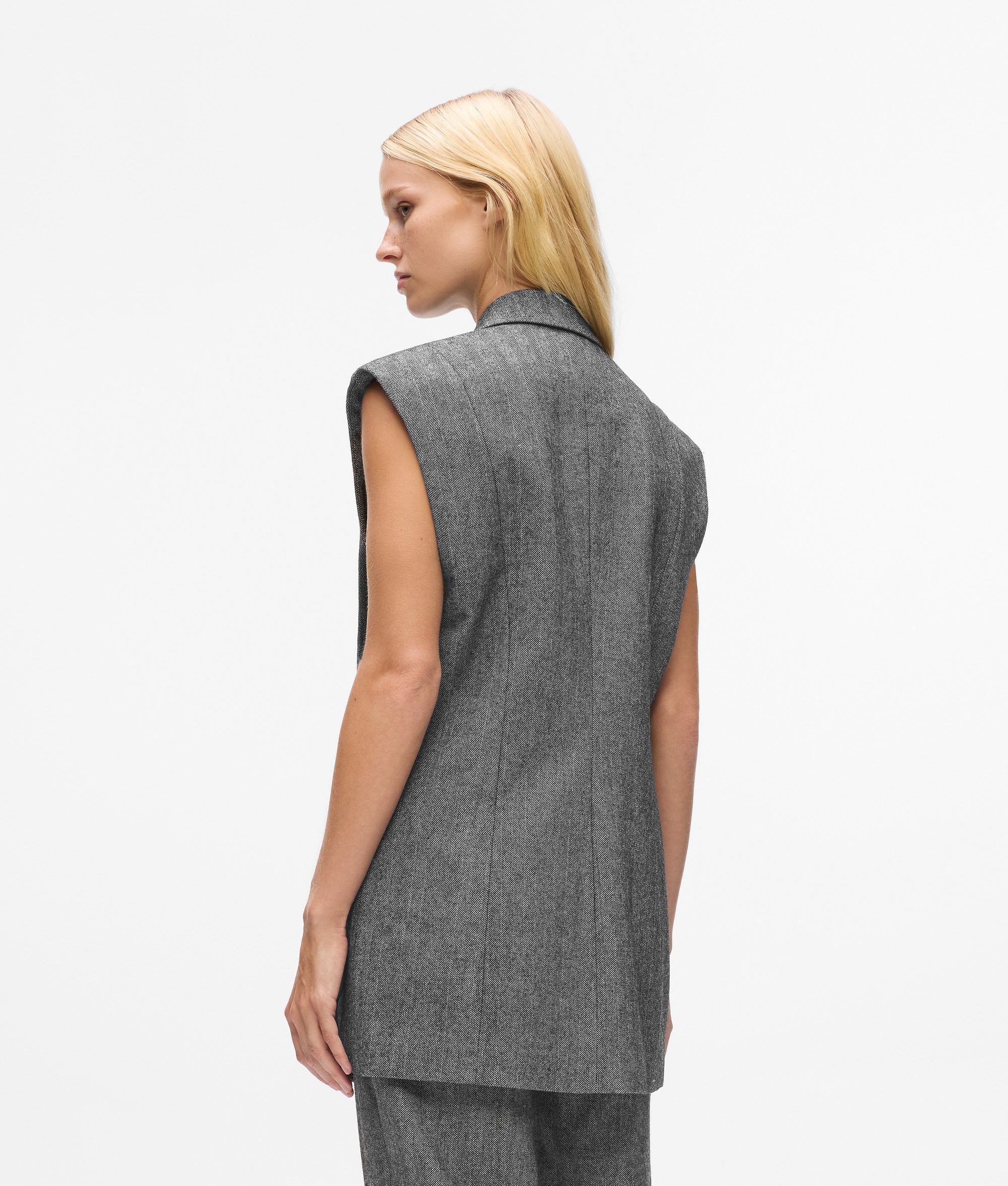 Sequin lapel tweed gilet - Image 3