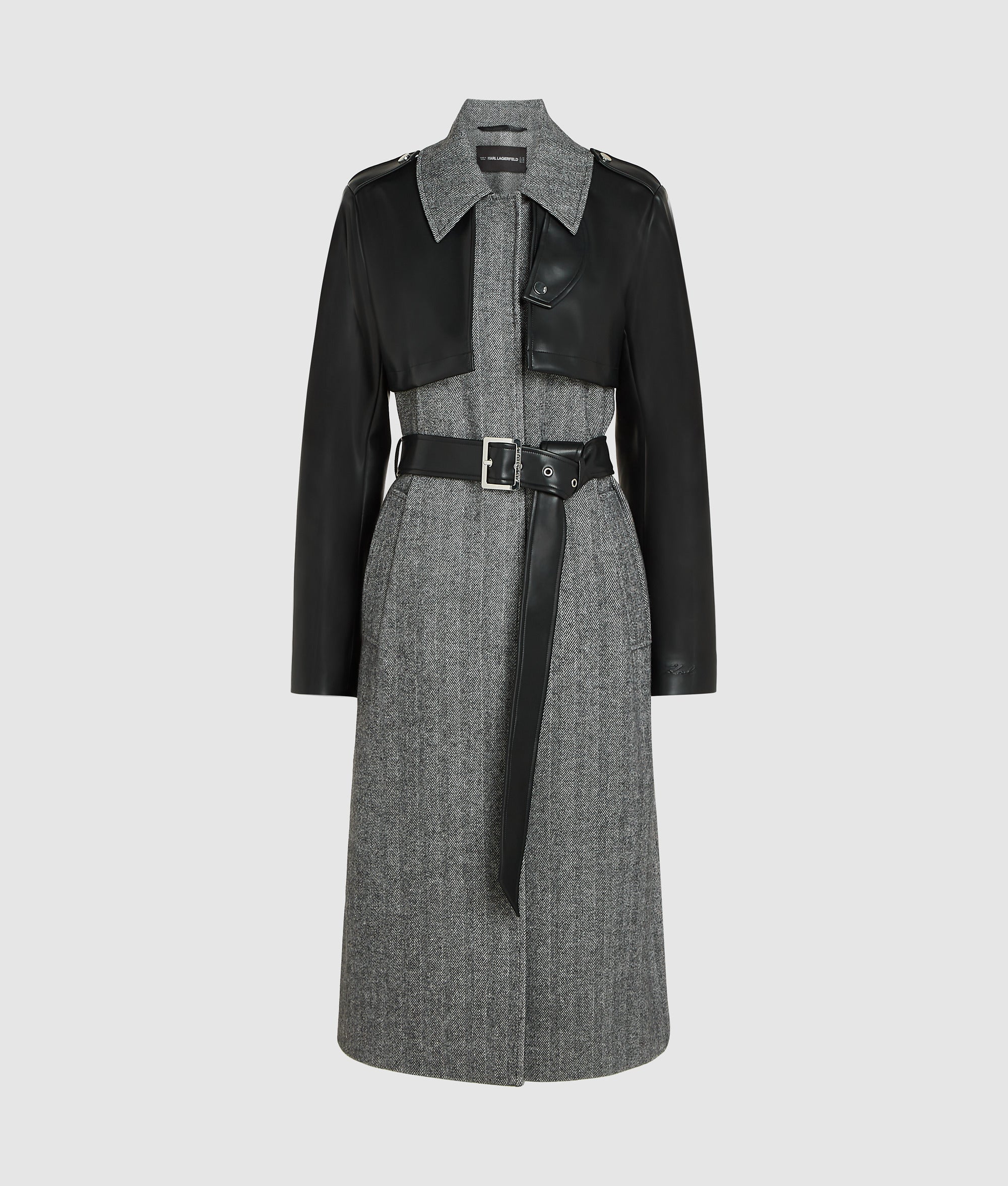 Tweed and faux-leather coat - Image 5