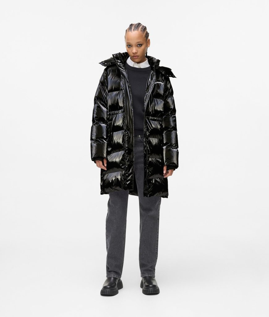 Long pearlised puffer jacket