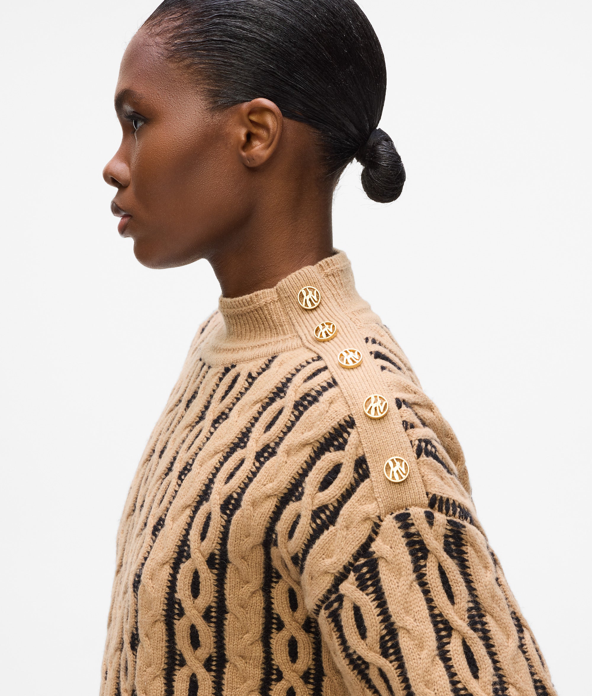 Cable knit mock neck sweater - Image 3