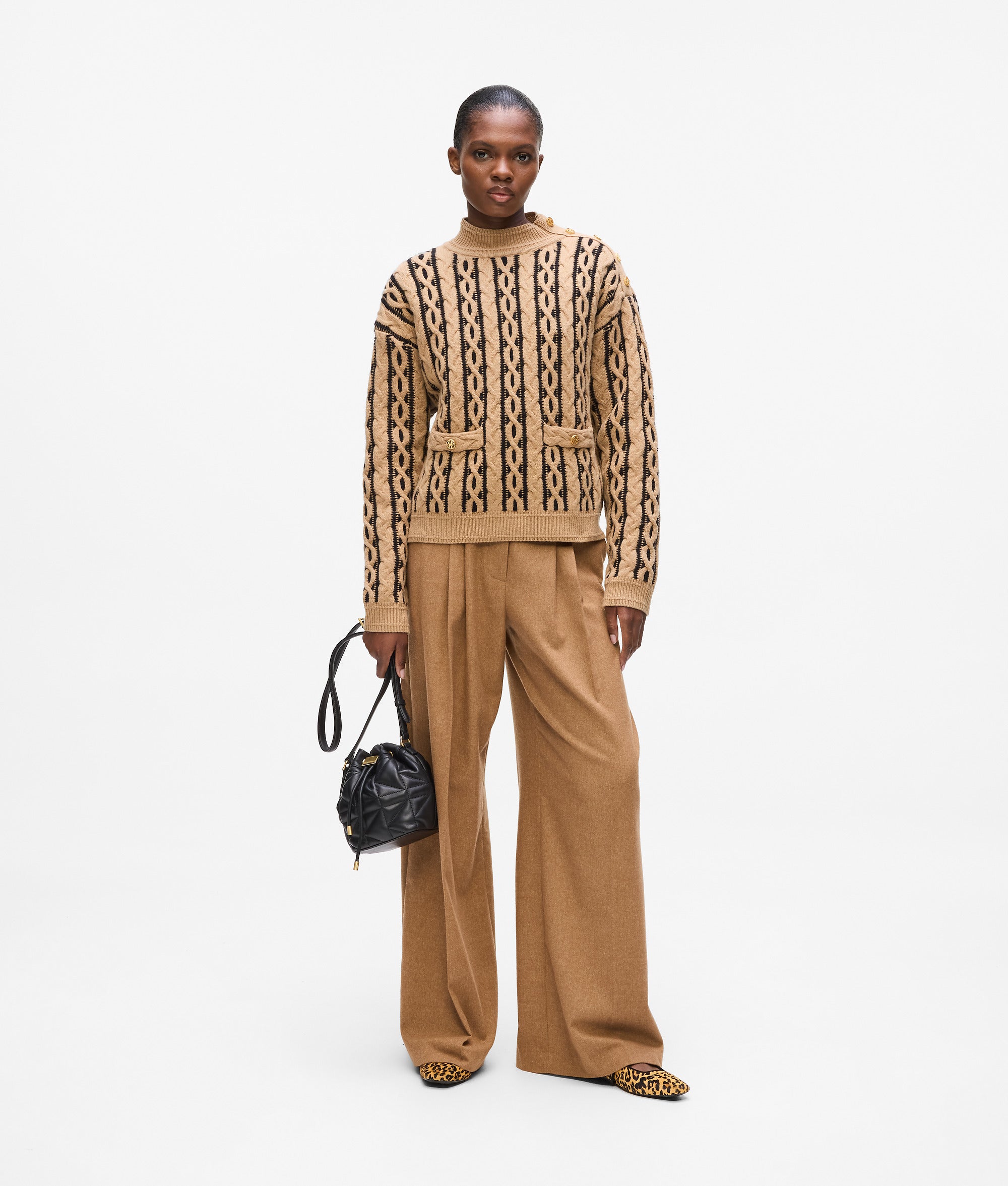 Cable knit mock neck sweater - Image 4