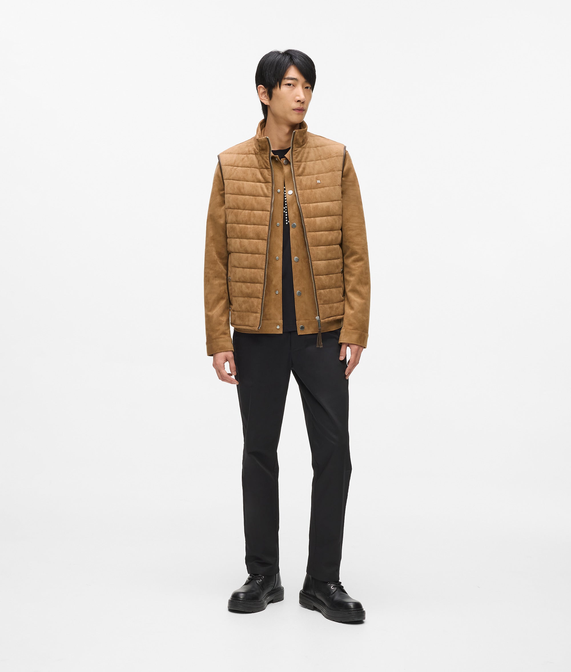 Quilted faux suede gilet - Image 4