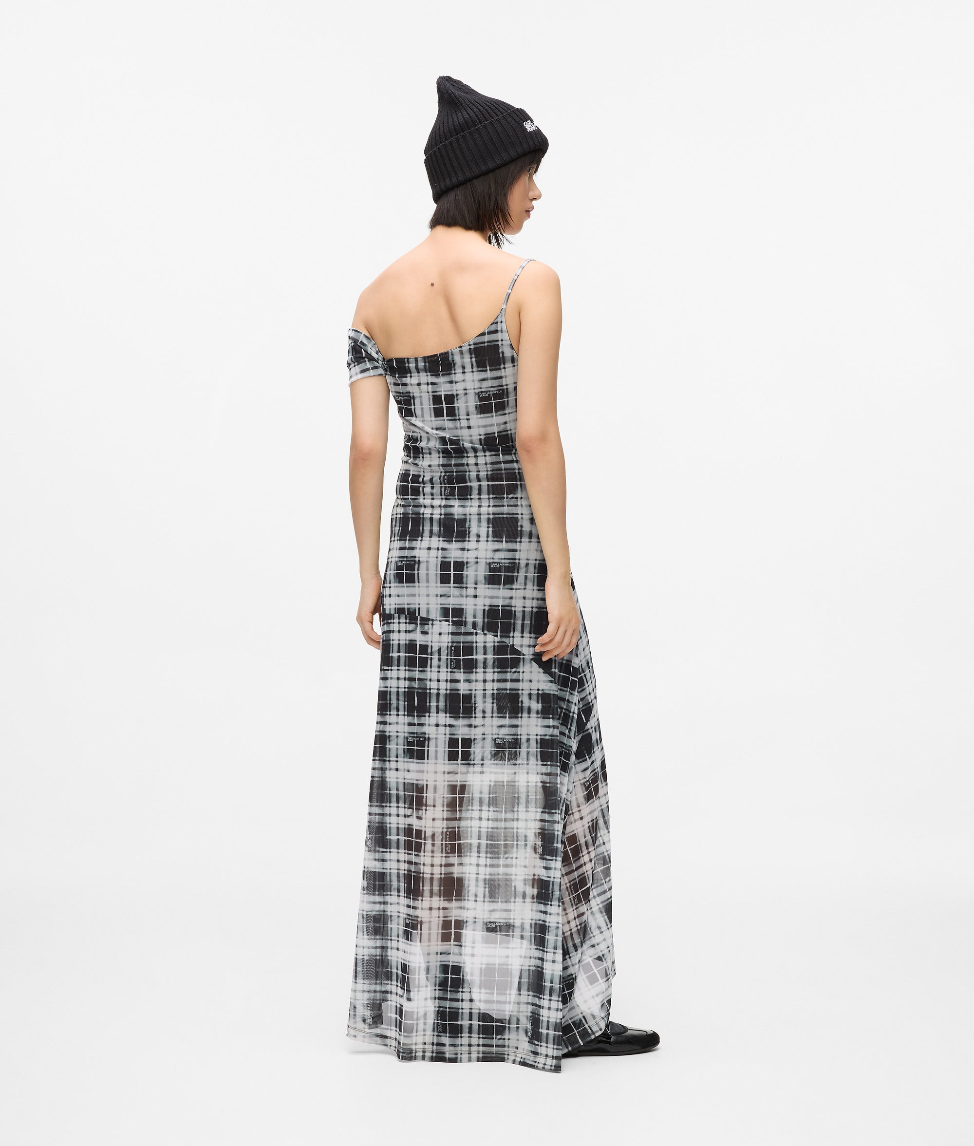 Checked mesh maxi dress - Image 3