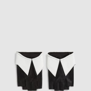 Collar-detail fingerless gloves